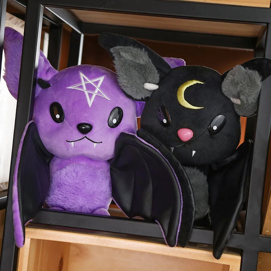 Dark Series Cartoon Plush Bat Toy - Moon & Gothic Rock Style